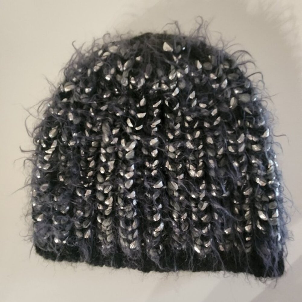 StilEstro Italy‎ Knit Beanie Sparkle Metallic Thread Fuzzy Winter Hat